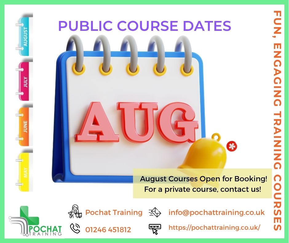 AUGUST 2025 - FB Our public course dates for August. Contact us for private or bespoke courses.